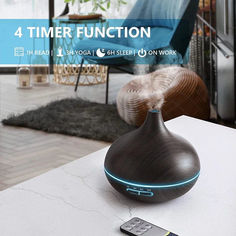 550ml USB Essential Oil Diffuser with 7 Color LED Lights & Remote Control