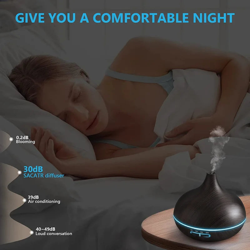 550ml USB Essential Oil Diffuser with 7 Color LED Lights & Remote Control