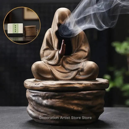 Ceramic Faceless Monk Meditation Incense Burner