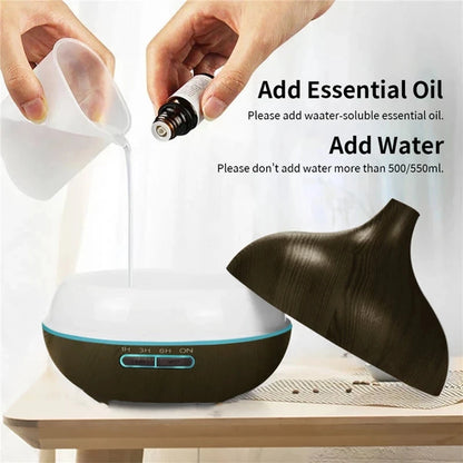 550ml USB Essential Oil Diffuser with 7 Color LED Lights & Remote Control