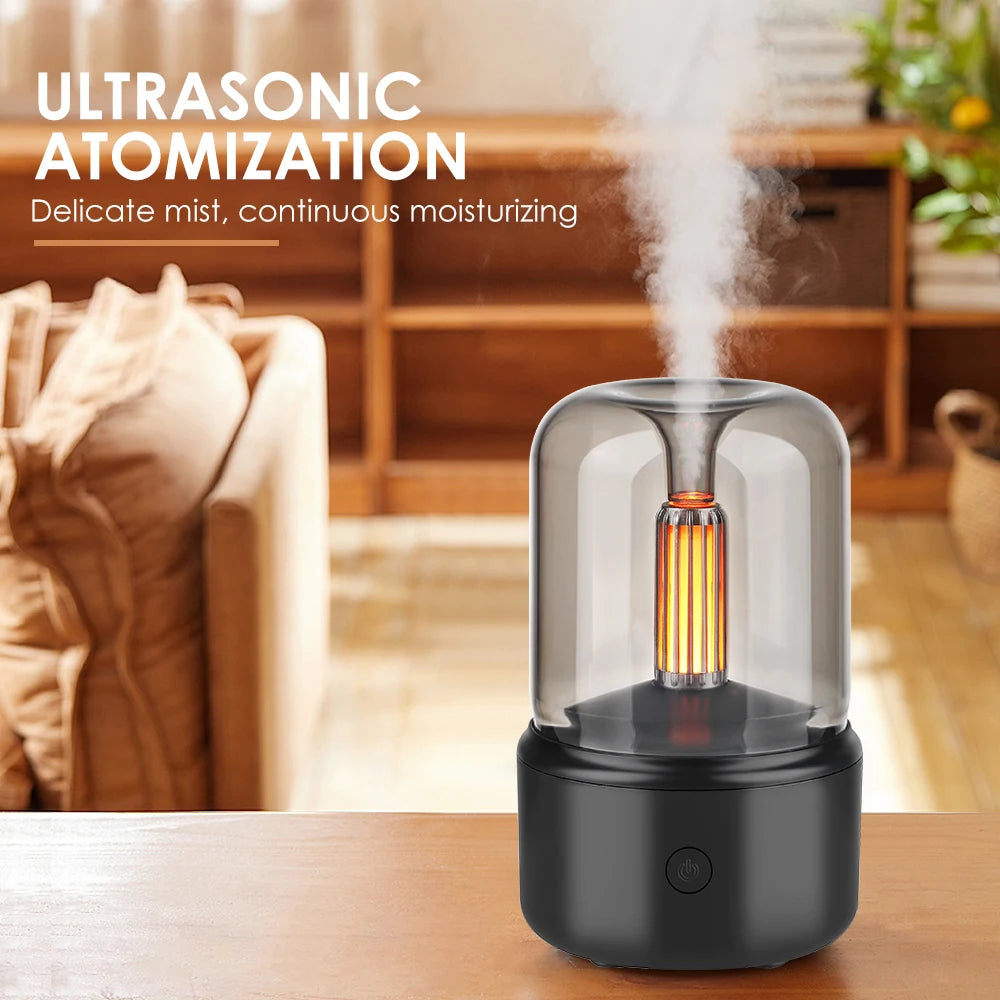 Volcanic Flame Aroma Diffuser Essential Oil Lamp 130ml USB Portable Air Humidifier with Color Night Light Mist Maker Fogger Led